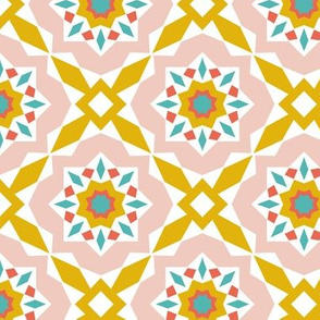  Mattonelle - Moroccan Geometric - Blush Goldenrod Large Scale