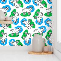 1950's Style Sheep in Blue and Green