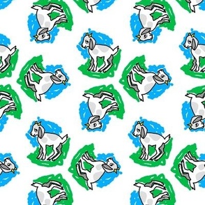 1950's Style Baby Goat in Blue and Green