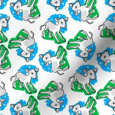 1950's Style Calf Baby Cow in Blue and Green