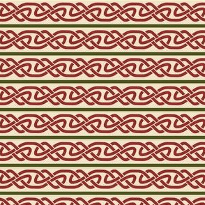 Knotwork and Lines in Red, Green and Cream