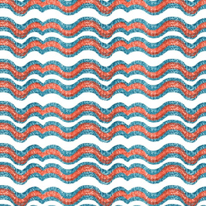 Wavy Waves in Blue & Orange & White