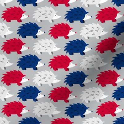 Hedgehogs on Parade (Red, White and Blue on SIlver)