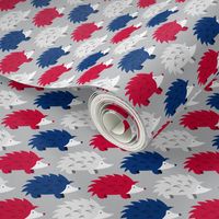 Hedgehogs on Parade (Red, White and Blue on SIlver)