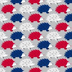 Hedgehogs on Parade (Red, White and Blue on SIlver)