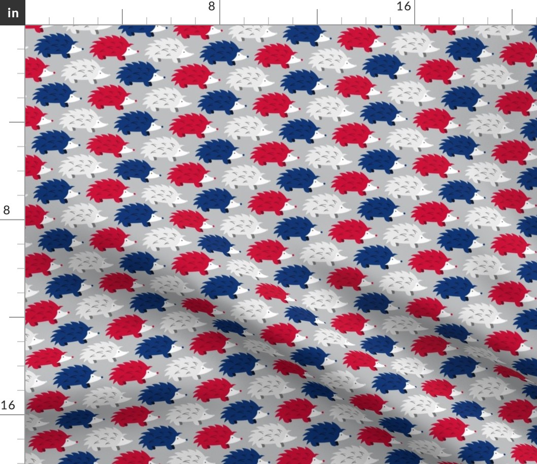 Hedgehogs on Parade (Red, White and Blue on SIlver)