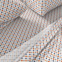 Blue, Gray & Orange Polka Dots on White