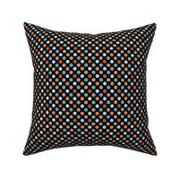 Orange, Blue, & Gray Polka Dots on Black