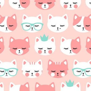 cat faces on pink