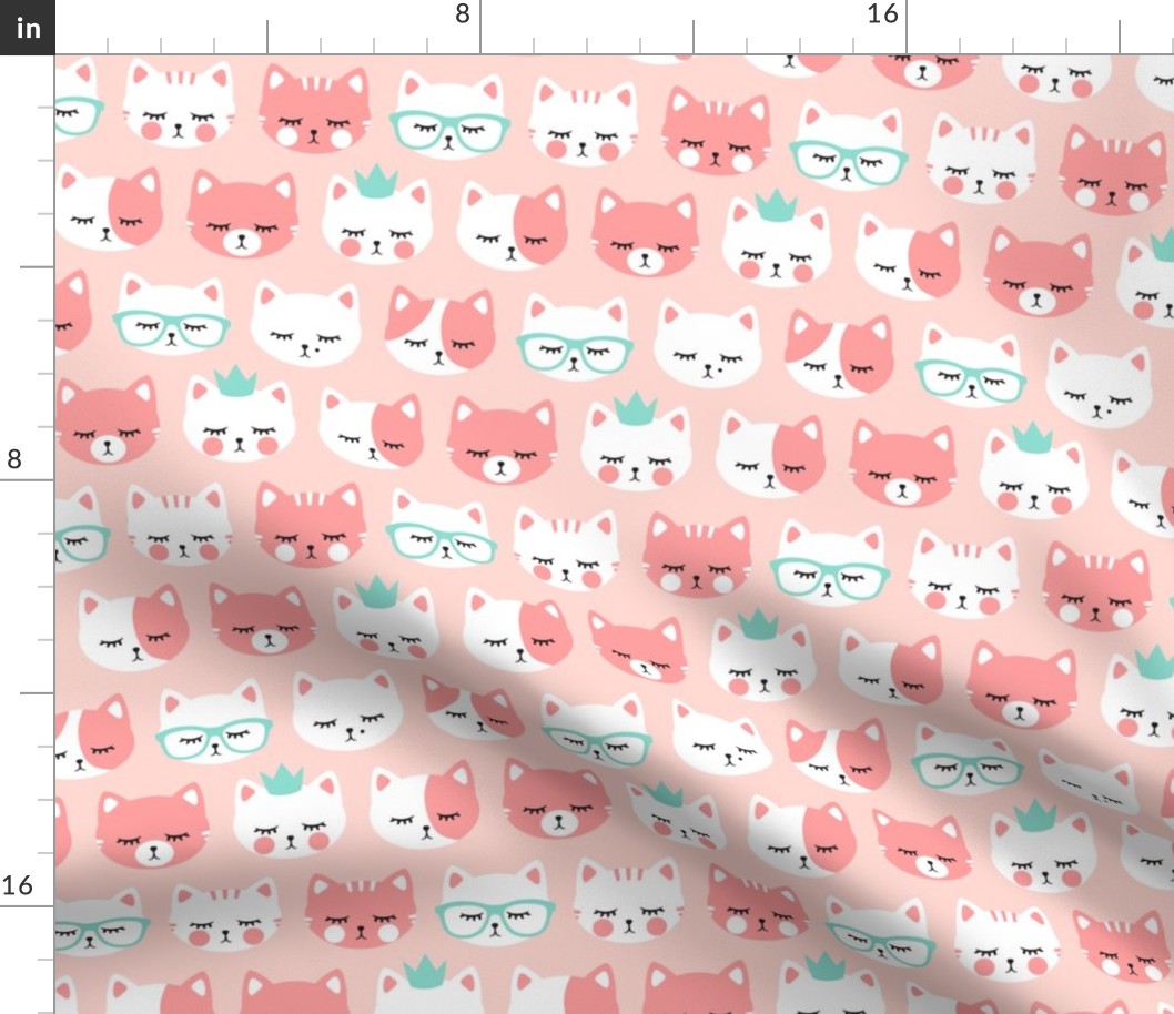 cat faces on pink