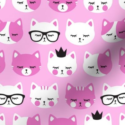 cat faces - pink on pink