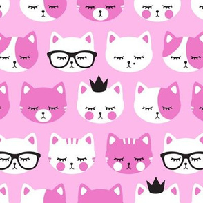 cat faces - pink on pink