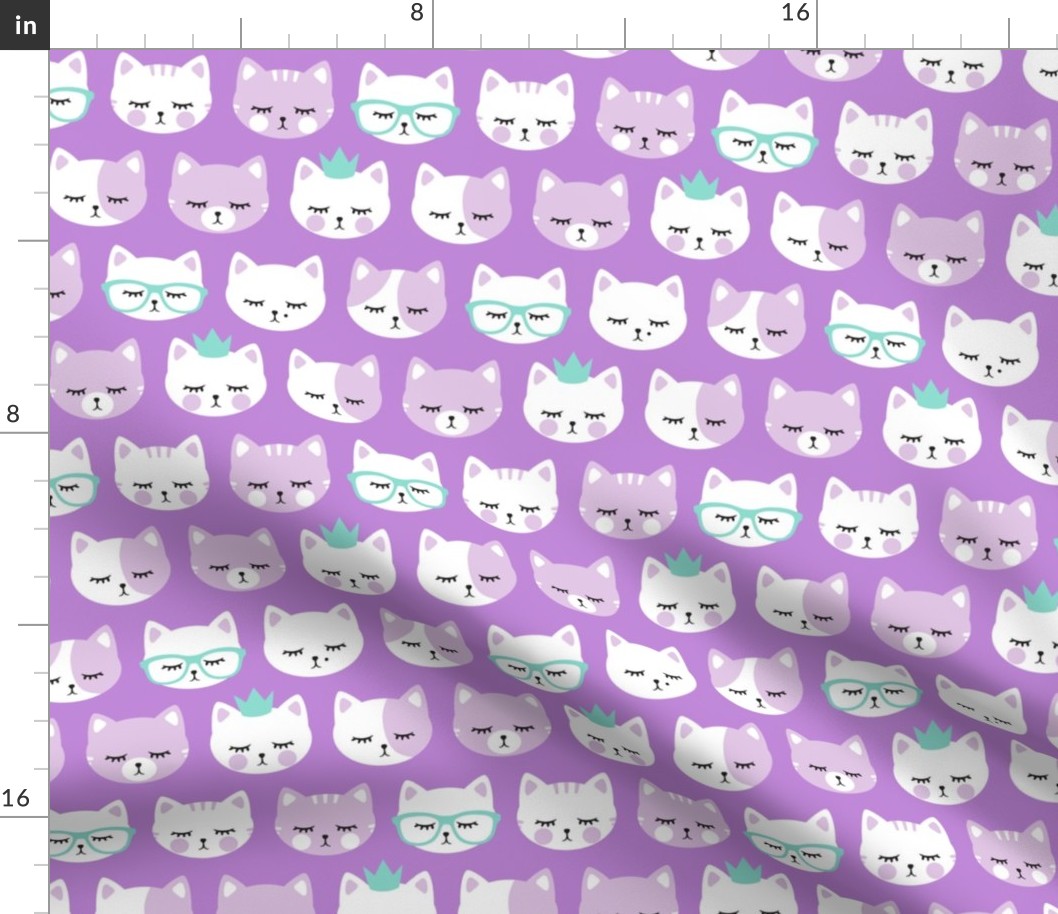 cat faces - purple on purple