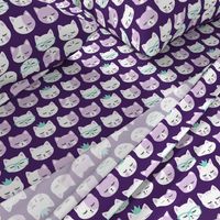 cat faces - purple on dark purple