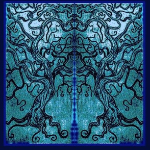 Tree tangle -Intaglio print-mirrored-bordered