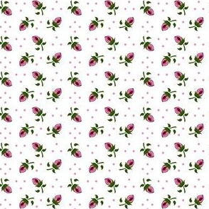 Tiny Rosebuds on White