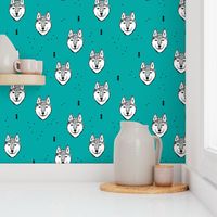 Husky love cool snow puppy pattern for dog lovers winter geometric blue teal