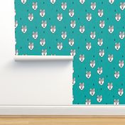 Husky love cool snow puppy pattern for dog lovers winter geometric blue teal