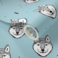 Husky love cool snow puppy pattern for dog lovers winter geometric wolf soft ice blue baby