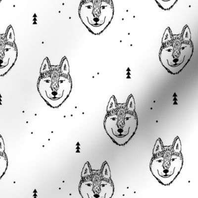 Husky love cool snow wolf puppy pattern for dog lovers winter geometric monochrome gender neutral