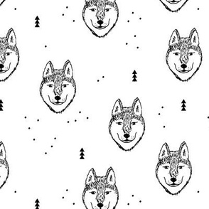 Husky love cool snow wolf puppy pattern for dog lovers winter geometric monochrome gender neutral