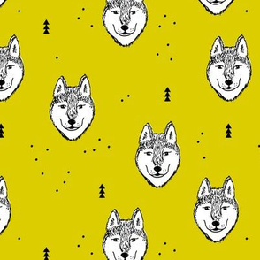 Husky love cool snow puppy pattern for dog lovers summer geometric gender neutral yellow