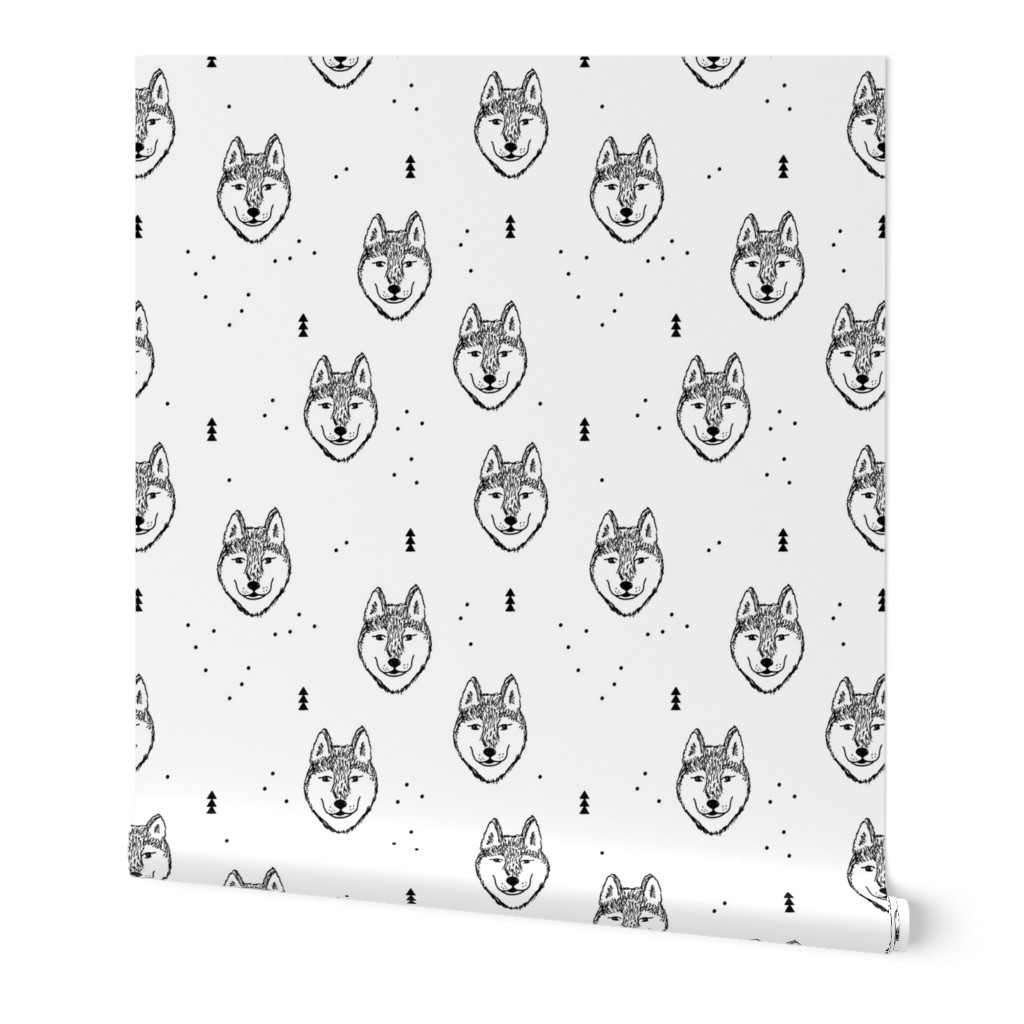 Husky love cool snow puppy pattern for dog lovers winter geometric monochrome gender neutral Jumbo