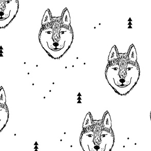 Husky love cool snow puppy pattern for dog lovers winter geometric monochrome gender neutral Jumbo