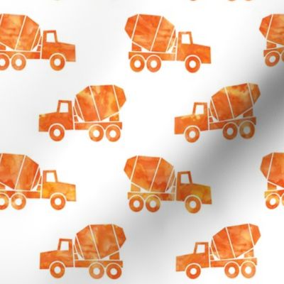 mixer trucks - watercolor orange