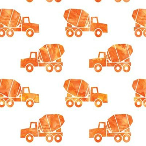 mixer trucks - watercolor orange