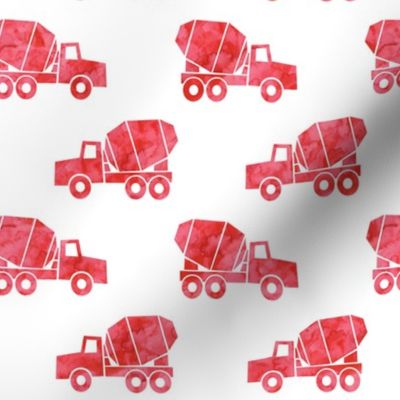 mixer trucks - watercolor red