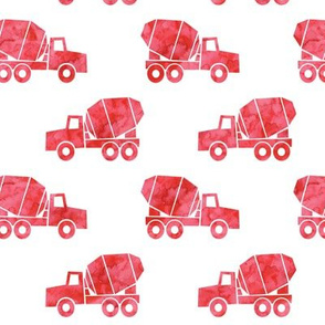 mixer trucks - watercolor red