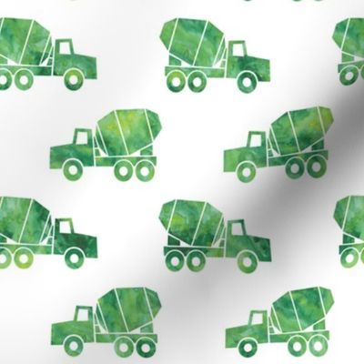 mixer trucks - watercolor green