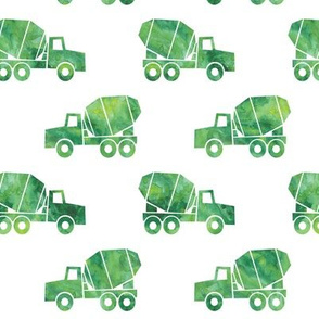 mixer trucks - watercolor green