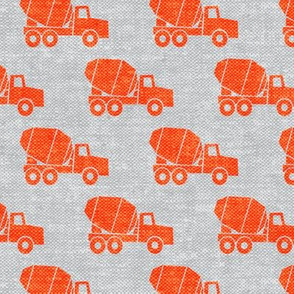 mixer trucks - orange on grey W