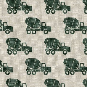 mixer trucks - green on beige W