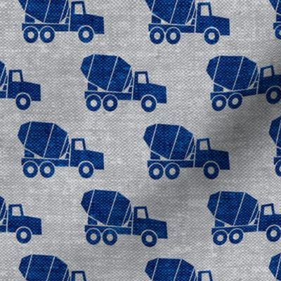 mixer trucks - blue on grey W