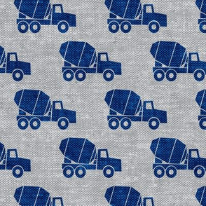 mixer trucks - blue on grey W