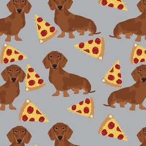 dachshund red coat pizza dog breed wiener dogs fabric grey