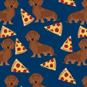 dachshund red coat pizza dog breed wiener dogs fabric navy