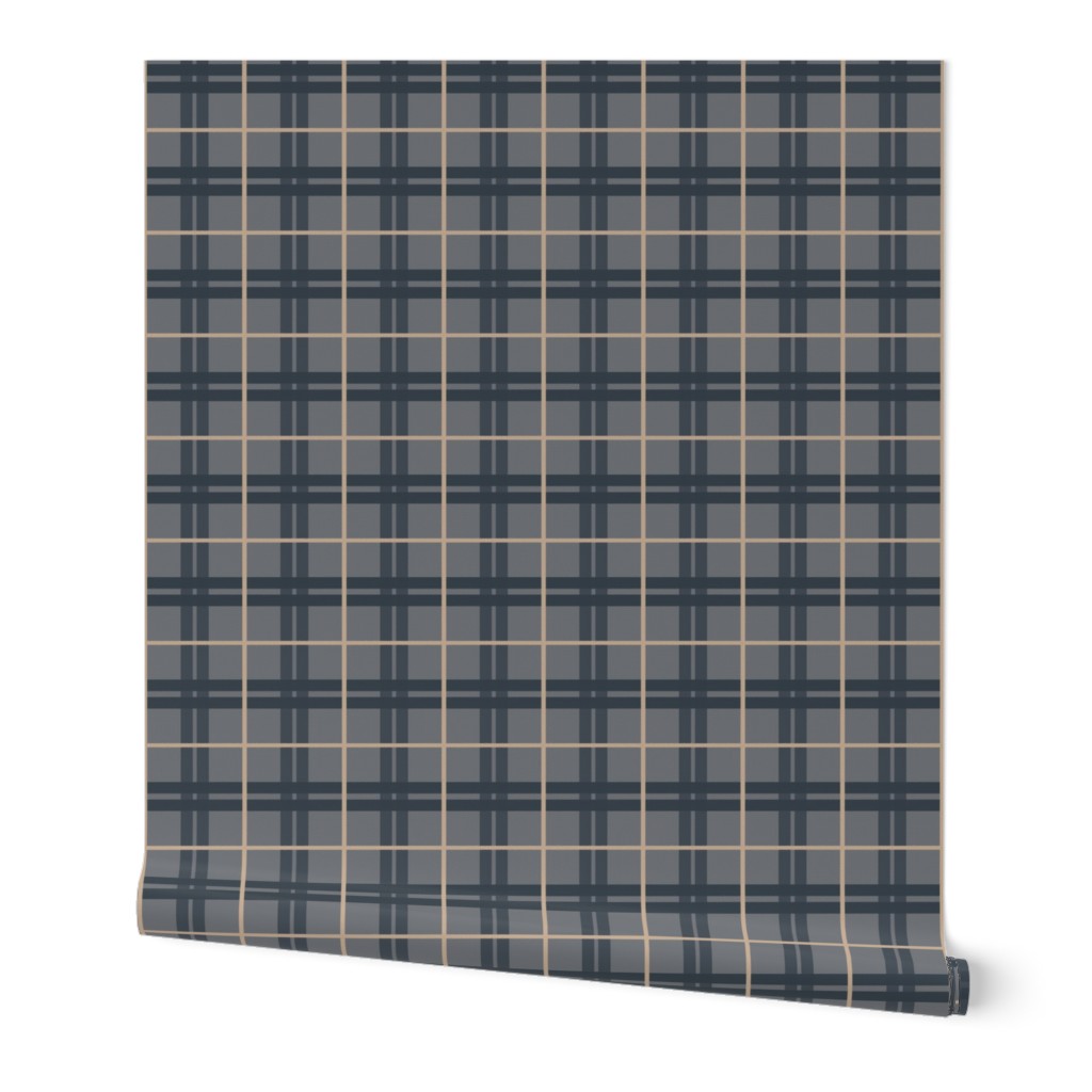 Black Forest / Bear  on gray- Plaid