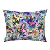 FUCHSIA FLOWERS GARDEN WATERCOLOR SCATTERED MIX PURPLE VIOLET