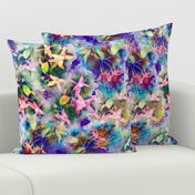 FUCHSIA FLOWERS GARDEN WATERCOLOR SCATTERED MIX PURPLE VIOLET