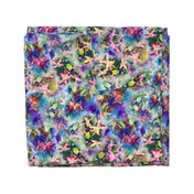 FUCHSIA FLOWERS GARDEN WATERCOLOR SCATTERED MIX PURPLE VIOLET