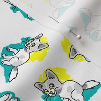 1950's Style Kitten in Yellow and Turquoise