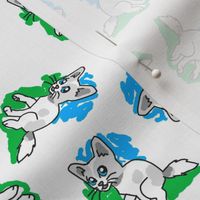 1950's Style Kitten in Blue and Green