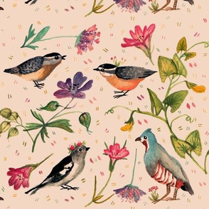 birds and wildflowers