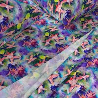 FUCHSIA FLOWERS GARDEN WATERCOLOR ALTERNATE PURPLE VIOLET