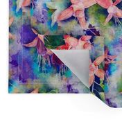 FUCHSIA FLOWERS GARDEN WATERCOLOR ALTERNATE PURPLE VIOLET