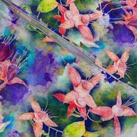 FUCHSIA FLOWERS GARDEN WATERCOLOR ALTERNATE PURPLE VIOLET